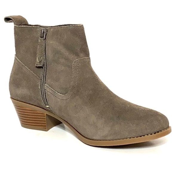 Vionic Shoes - Vionic Vera Greige Water-Resistant Suede Booties- 7.5